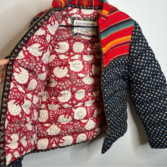 Alix of Bohemia Cody Patchwork Polka Dot Puffer Jacket Small - Picture 9 of 13
